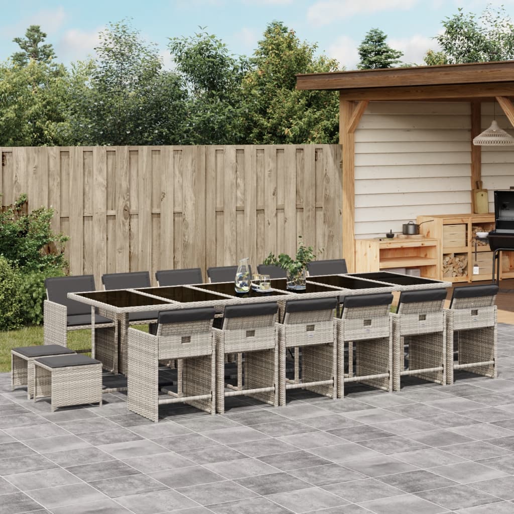 17-delige Tuinset met kussens poly rattan lichtgrijs is nu te koop bij PeponiXL, paradijselijk wonen!
