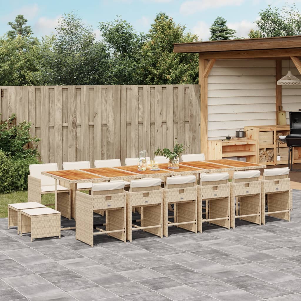 17-delige Tuinset met kussens poly rattan beige is nu te koop bij PeponiXL, paradijselijk wonen!