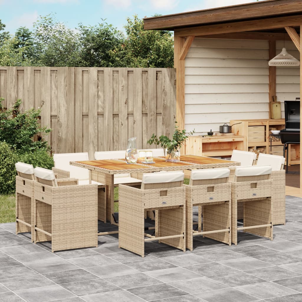 11-delige Tuinset met kussens poly rattan beige is nu te koop bij PeponiXL, paradijselijk wonen!