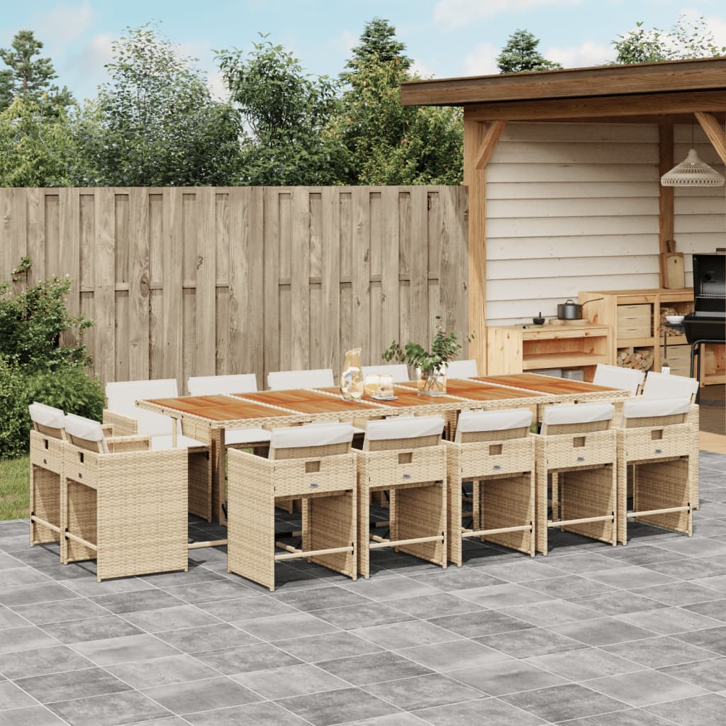 15-delige Tuinset met kussens poly rattan beige is nu te koop bij PeponiXL, paradijselijk wonen!