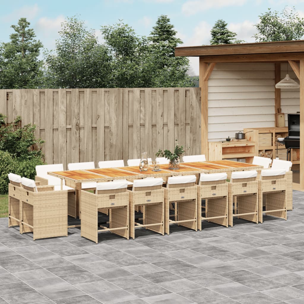 17-delige Tuinset met kussens poly rattan beige is nu te koop bij PeponiXL, paradijselijk wonen!