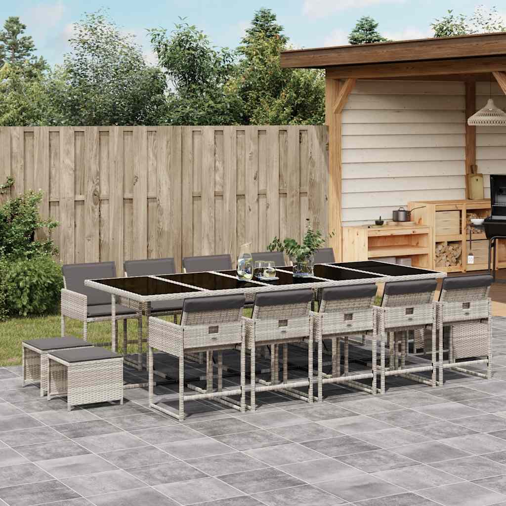 15-delige Tuinset met kussens poly rattan lichtgrijs is nu te koop bij PeponiXL, paradijselijk wonen!