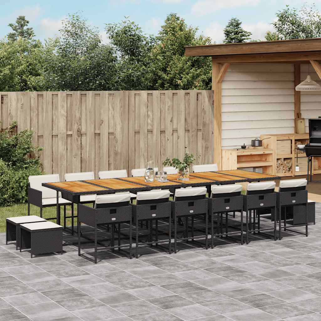 17-delige Tuinset met kussens poly rattan zwart is nu te koop bij PeponiXL, paradijselijk wonen!