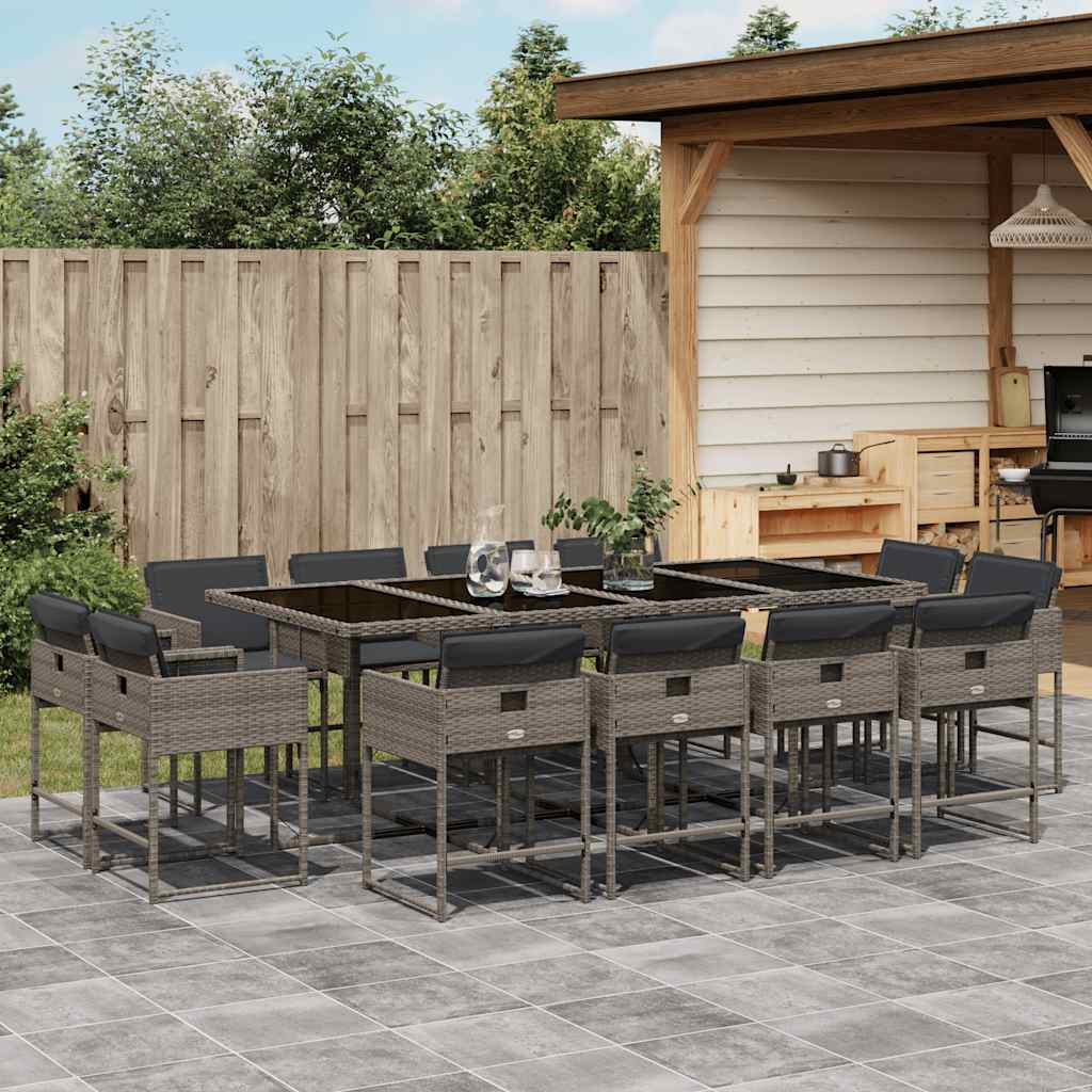 13-delige Tuinset met kussens poly rattan grijs is nu te koop bij PeponiXL, paradijselijk wonen!