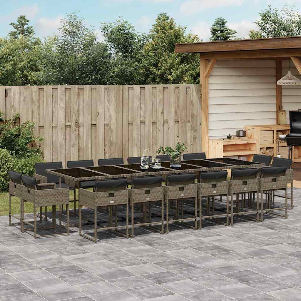 17-delige Tuinset met kussens poly rattan grijs is nu te koop bij PeponiXL, paradijselijk wonen!