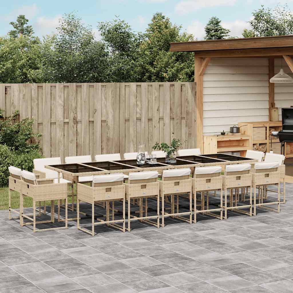 17-delige Tuinset met kussens poly rattan beige is nu te koop bij PeponiXL, paradijselijk wonen!