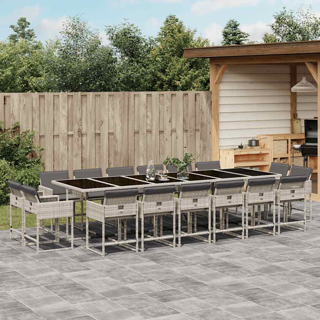 17-delige Tuinset met kussens poly rattan lichtgrijs is nu te koop bij PeponiXL, paradijselijk wonen!