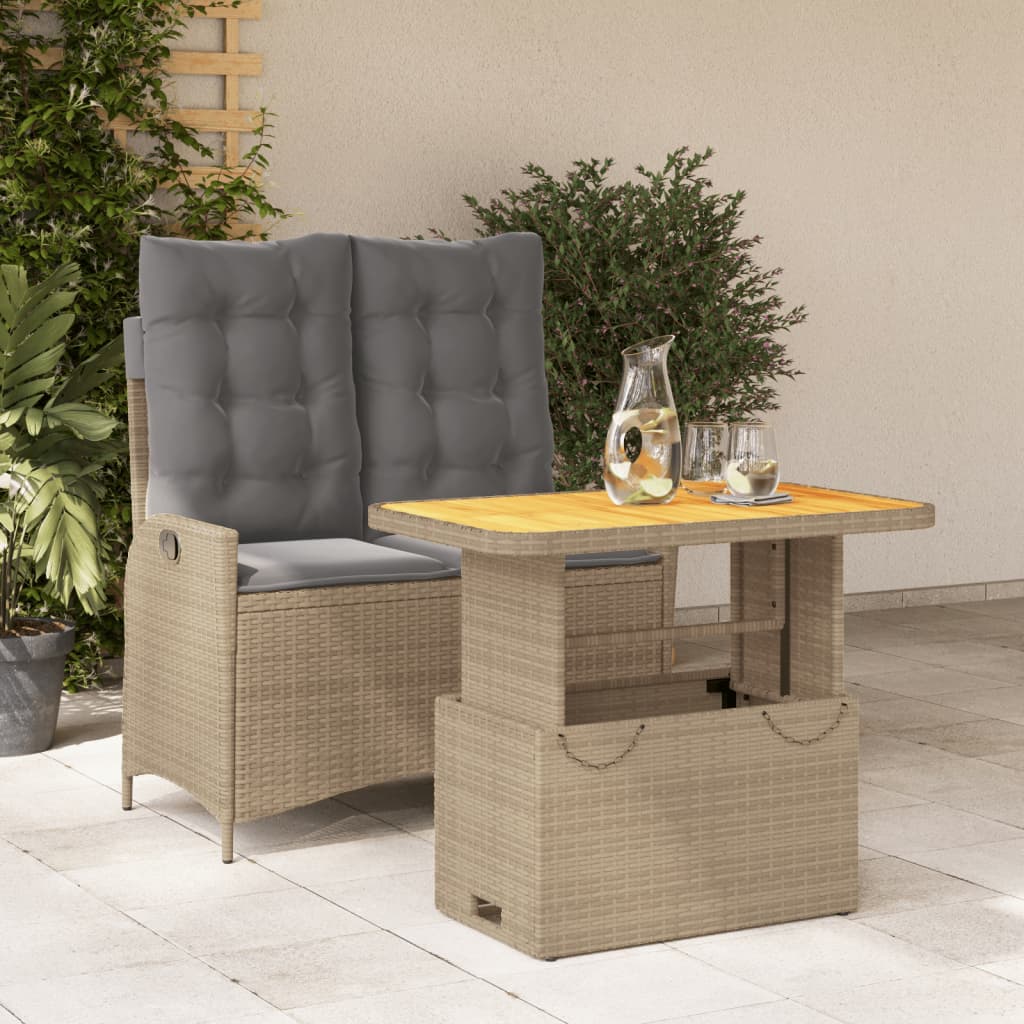2-delige Tuinset met kussens poly rattan beige is nu te koop bij PeponiXL, paradijselijk wonen!