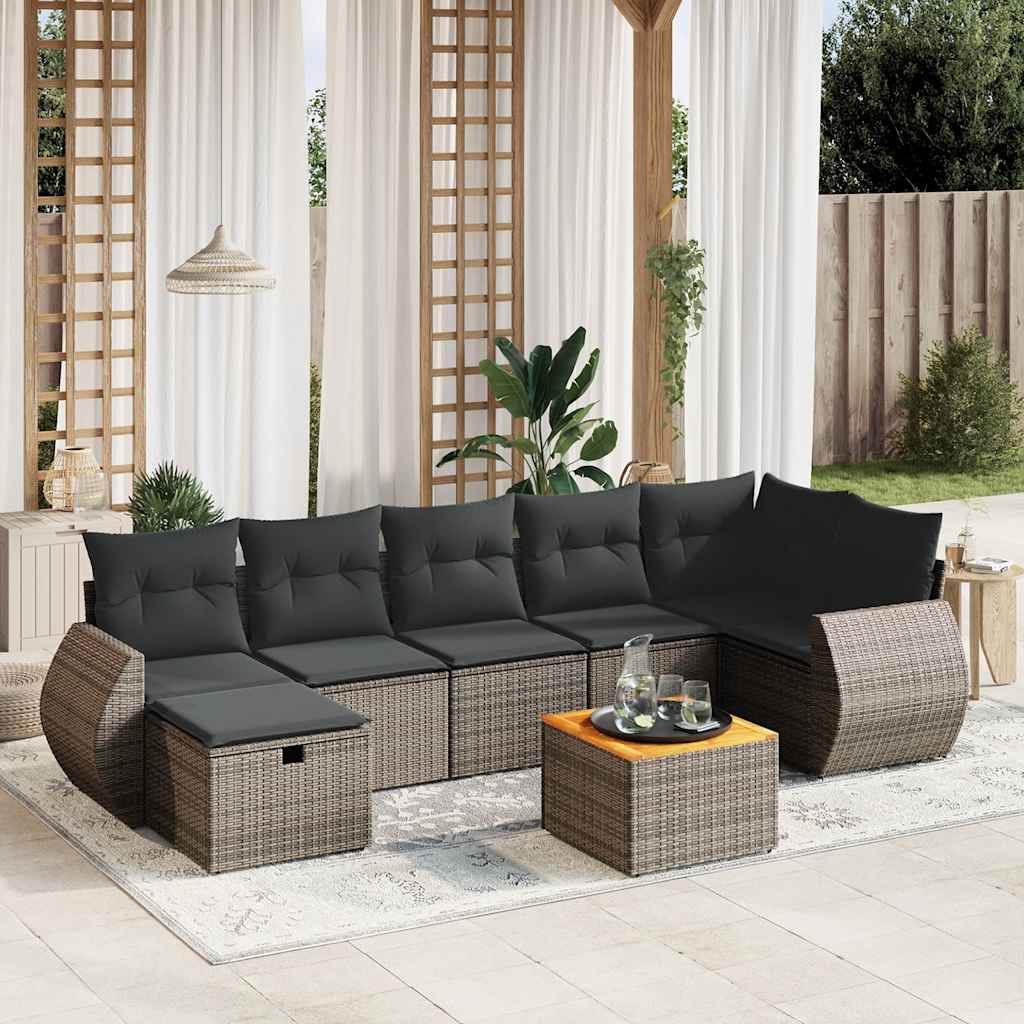 8-delige Loungeset met kussens poly rattan grijs is nu te koop bij PeponiXL, paradijselijk wonen!