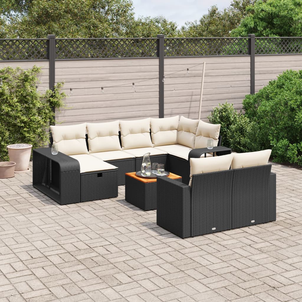 11-delige Loungeset met kussens poly rattan zwart is nu te koop bij PeponiXL, paradijselijk wonen!
