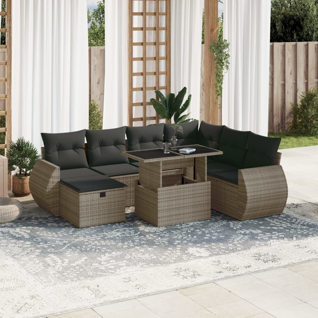 8-delige Loungeset met kussens poly rattan grijs is nu te koop bij PeponiXL, paradijselijk wonen!