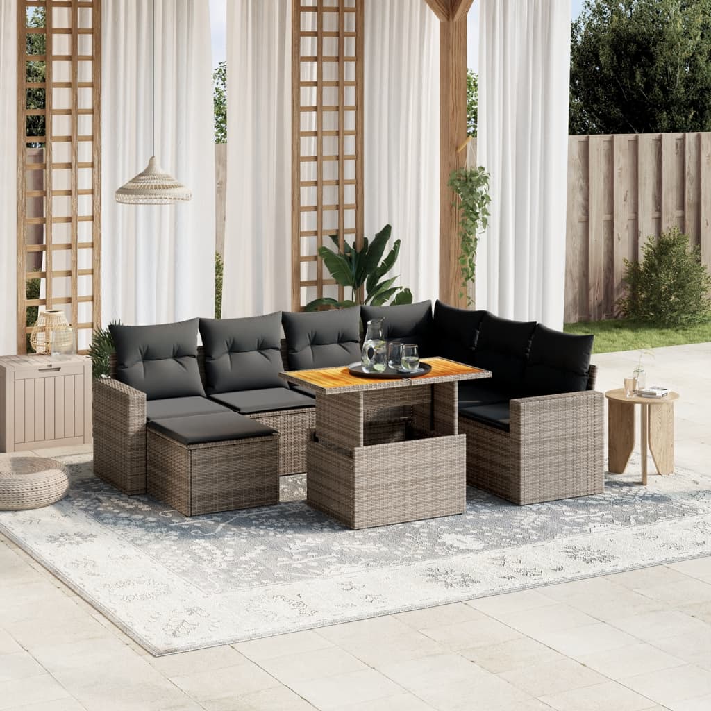 8-delige Loungeset met kussens poly rattan grijs is nu te koop bij PeponiXL, paradijselijk wonen!