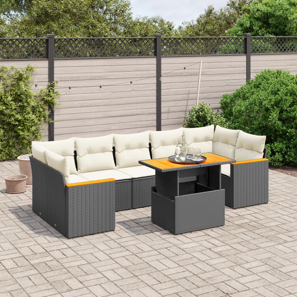 8-delige Loungeset met kussens poly rattan zwart is nu te koop bij PeponiXL, paradijselijk wonen!