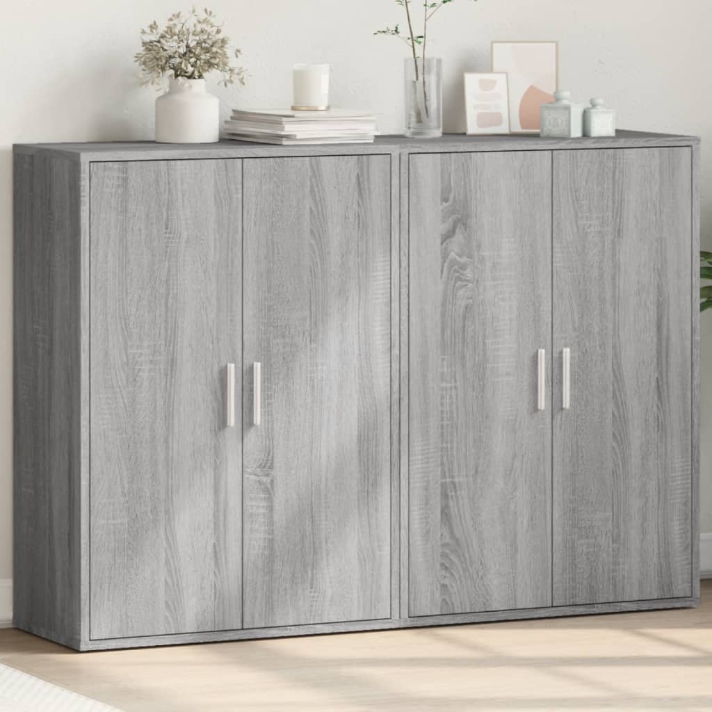 Dressoirs 2 st 60x31x84 cm bewerkt hout grijs sonoma eikenkleur is nu te koop bij PeponiXL, paradijselijk wonen!