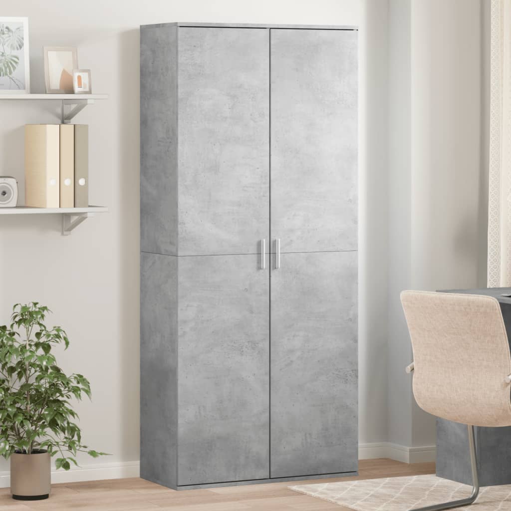 Hoge kast 80x35x180 cm bewerkt hout betongrijs is nu te koop bij PeponiXL, paradijselijk wonen!