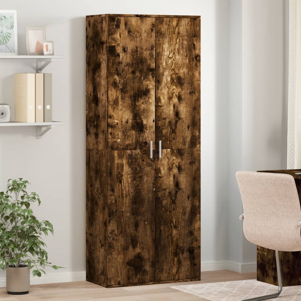 Hoge kast 70x35x180 cm bewerkt hout gerookt eikenkleurig is nu te koop bij PeponiXL, paradijselijk wonen!