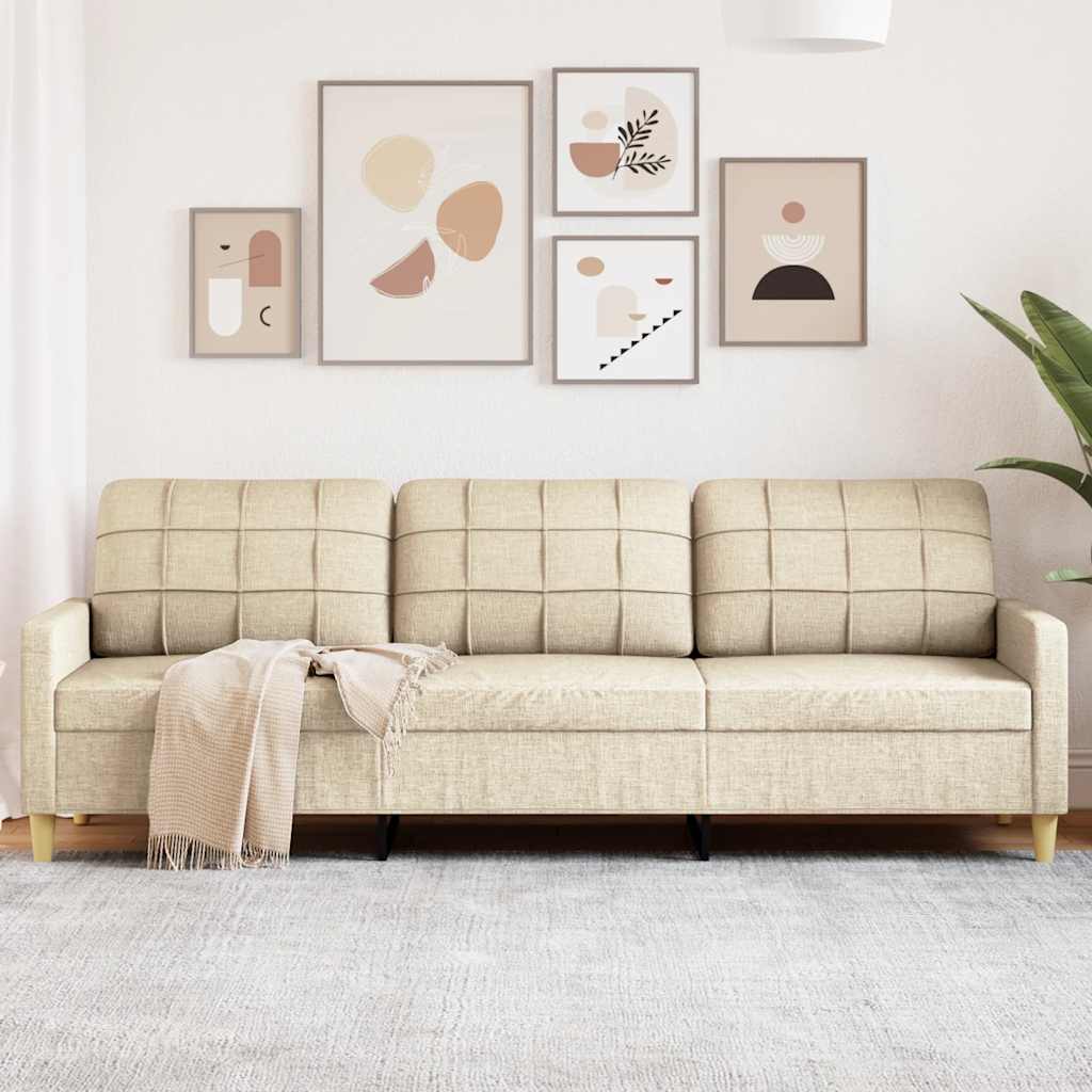 Driezitsbank 210 cm stof crème is nu te koop bij PeponiXL, paradijselijk wonen!