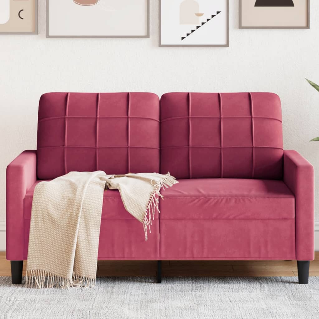 Tweezitsbank 120 cm fluweel wijnrood is nu te koop bij PeponiXL, paradijselijk wonen!
