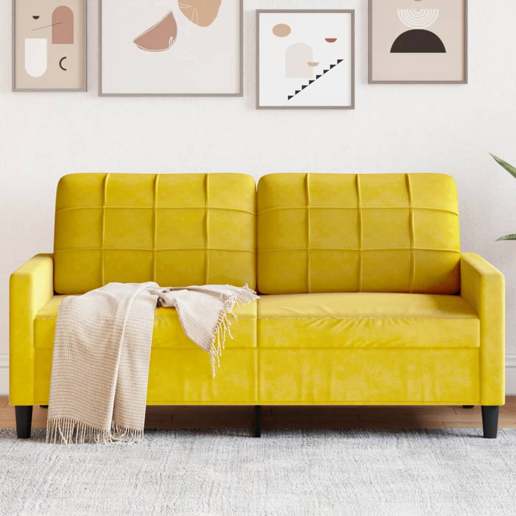 Tweezitsbank 140 cm fluweel geel is nu te koop bij PeponiXL, paradijselijk wonen!