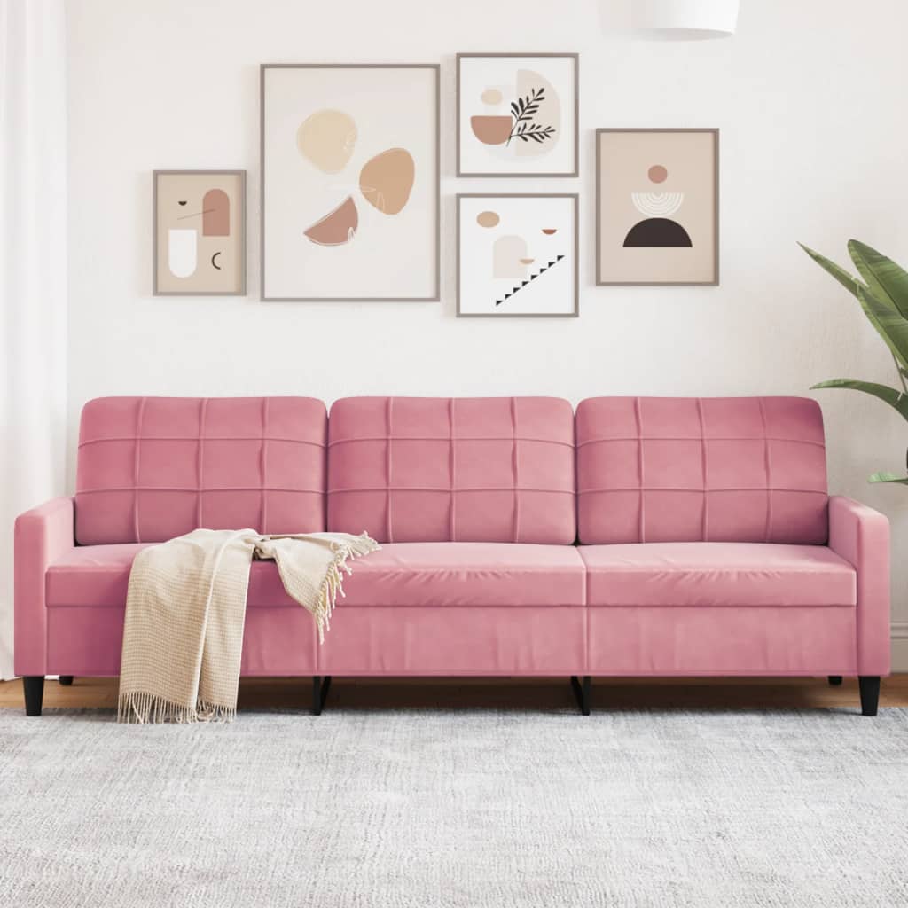 Driezitsbank 210 cm fluweel roze is nu te koop bij PeponiXL, paradijselijk wonen!