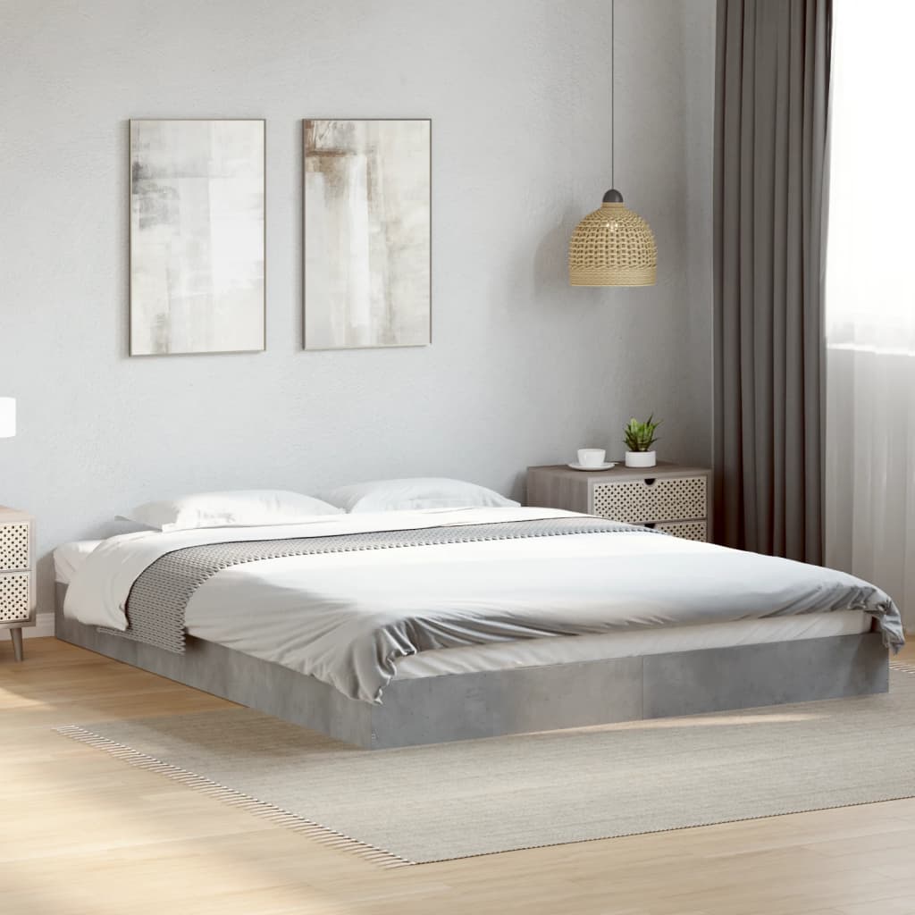Bedframe bewerkt hout betongrijs 160x200 cm is nu te koop bij PeponiXL, paradijselijk wonen!