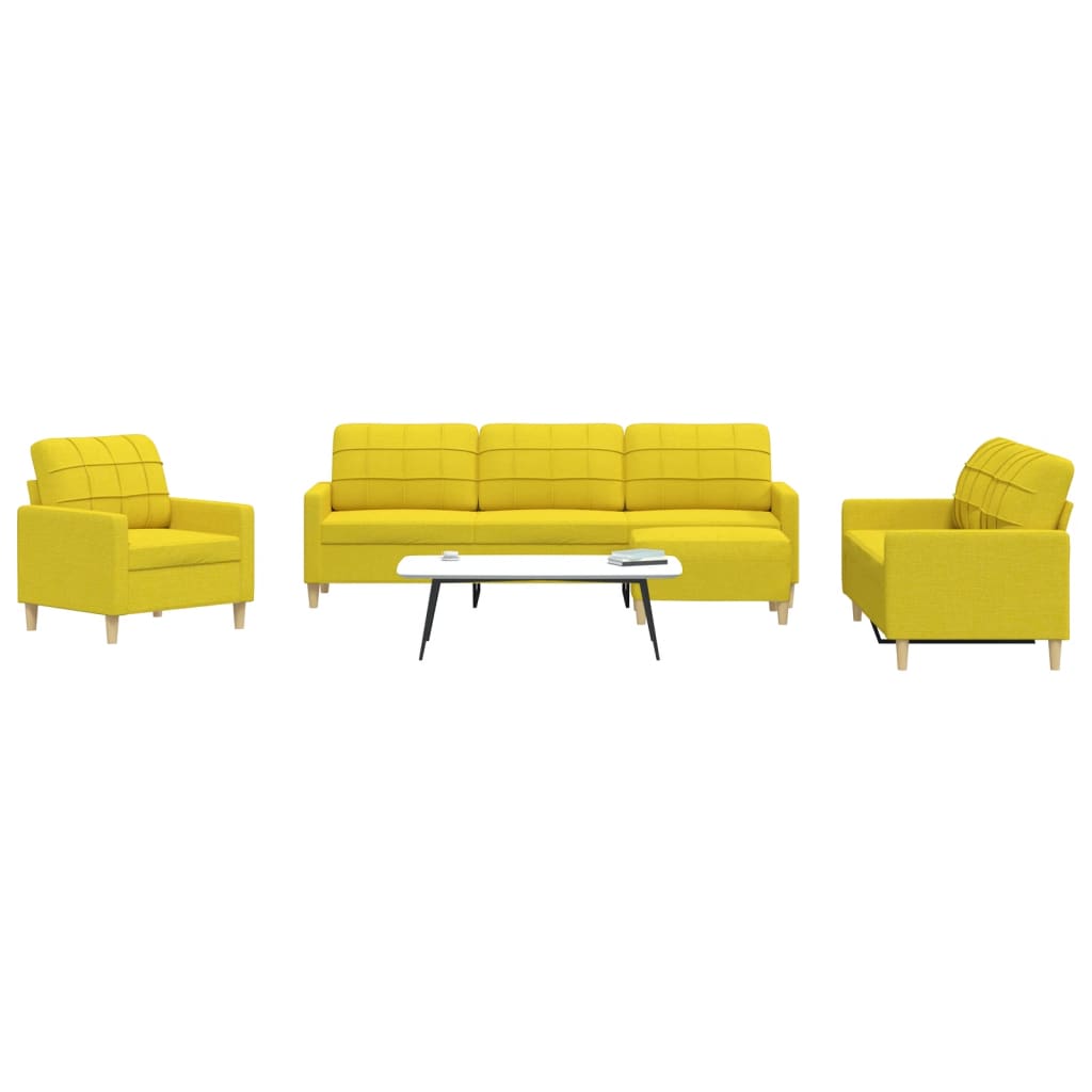 4-delige Loungeset met voetenbank stof lichtgeel is nu te koop bij PeponiXL, paradijselijk wonen!
