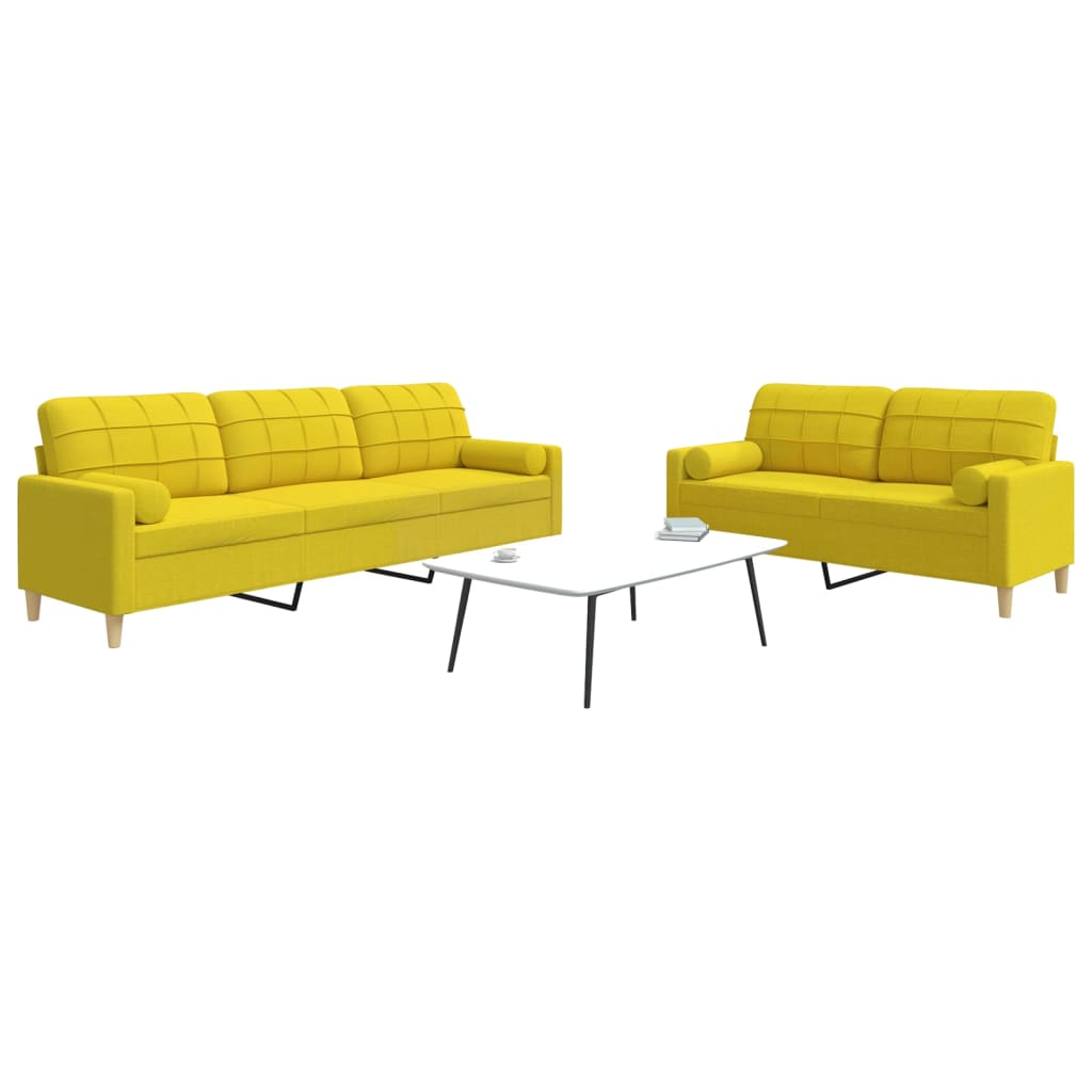 2-delige Loungeset met sierkussens stof lichtgeel is nu te koop bij PeponiXL, paradijselijk wonen!