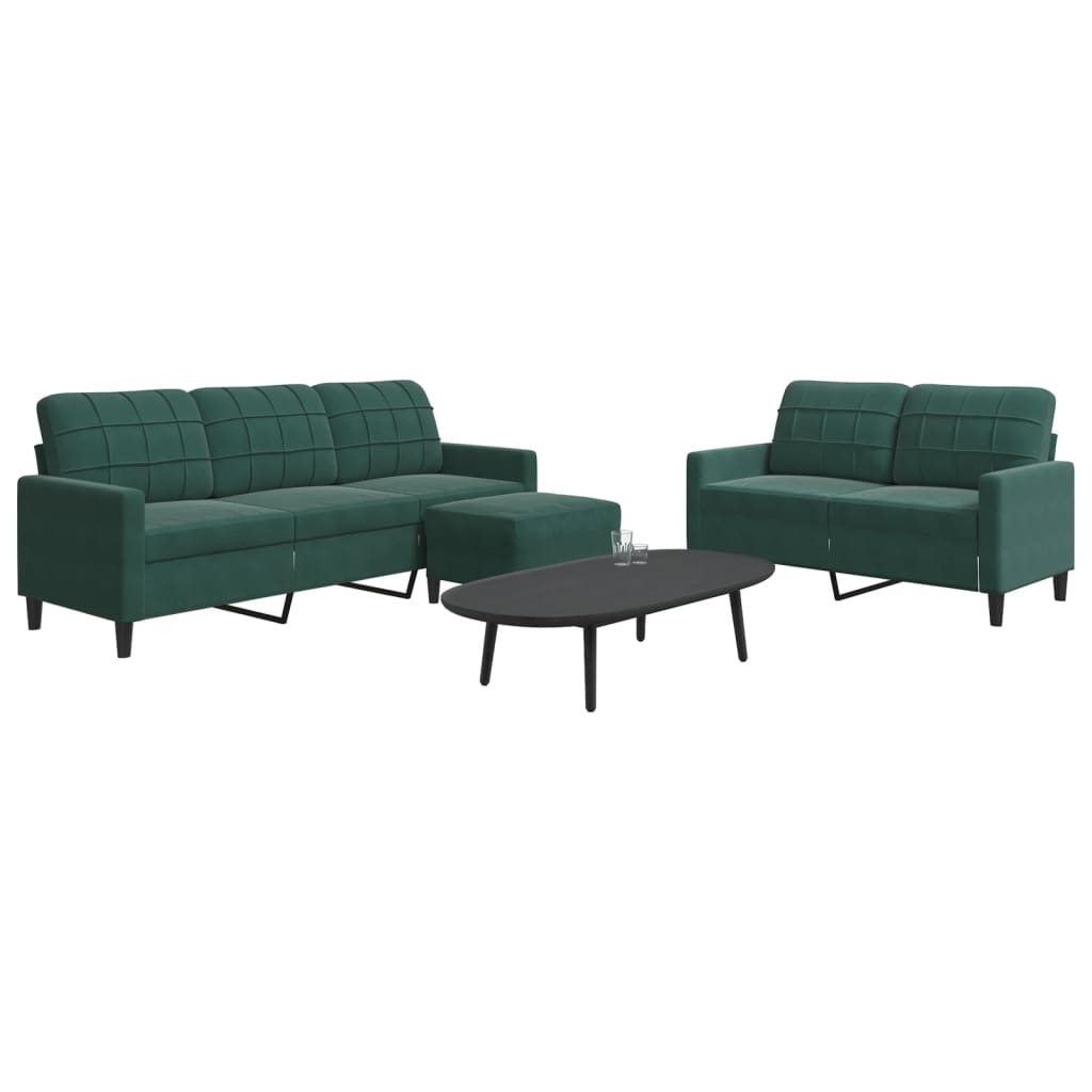 3-delige Loungeset met kussens fluweel donkergroen is nu te koop bij PeponiXL, paradijselijk wonen!