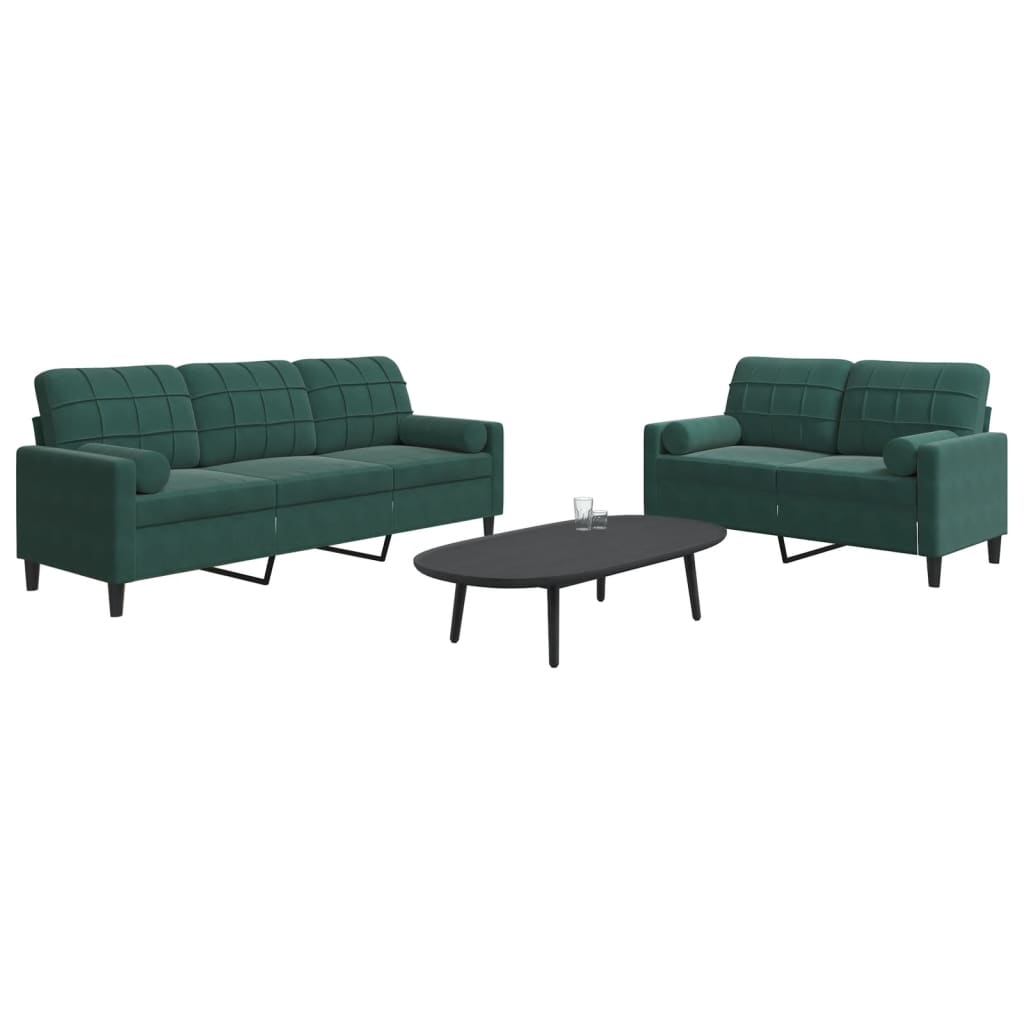 2-delige Loungeset met kussens en bolsters fluweel donkergroen is nu te koop bij PeponiXL, paradijselijk wonen!