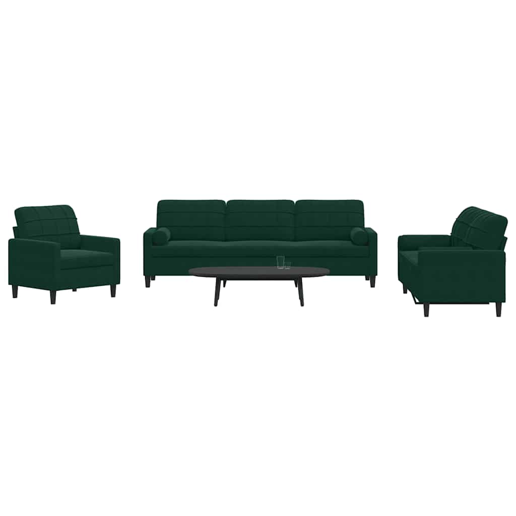 3-delige Loungeset met kussens en bolsters fluweel donkergroen is nu te koop bij PeponiXL, paradijselijk wonen!