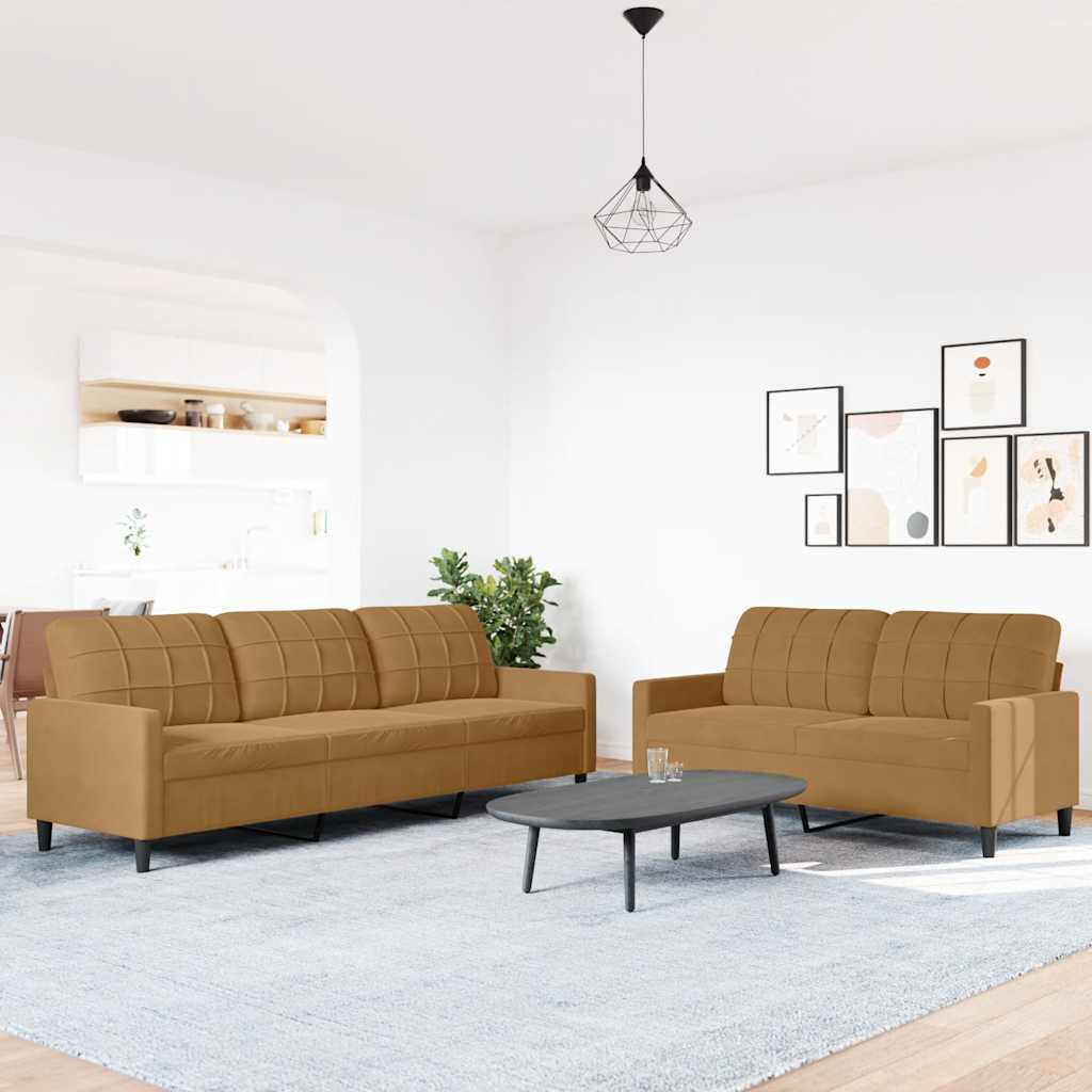 2-delige Loungeset met kussens fluweel bruin is nu te koop bij PeponiXL, paradijselijk wonen!