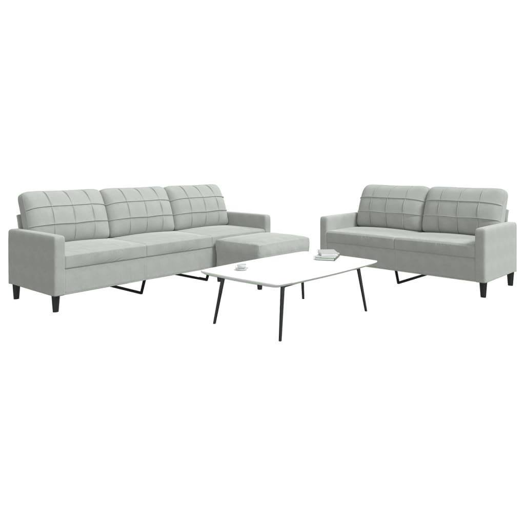 3-delige Loungeset met kussens fluweel lichtgrijs is nu te koop bij PeponiXL, paradijselijk wonen!