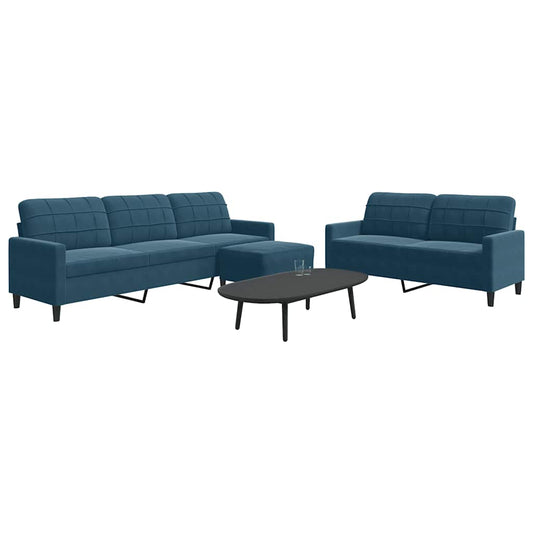 3-delige Loungeset met kussens fluweel blauw is nu te koop bij PeponiXL, paradijselijk wonen!