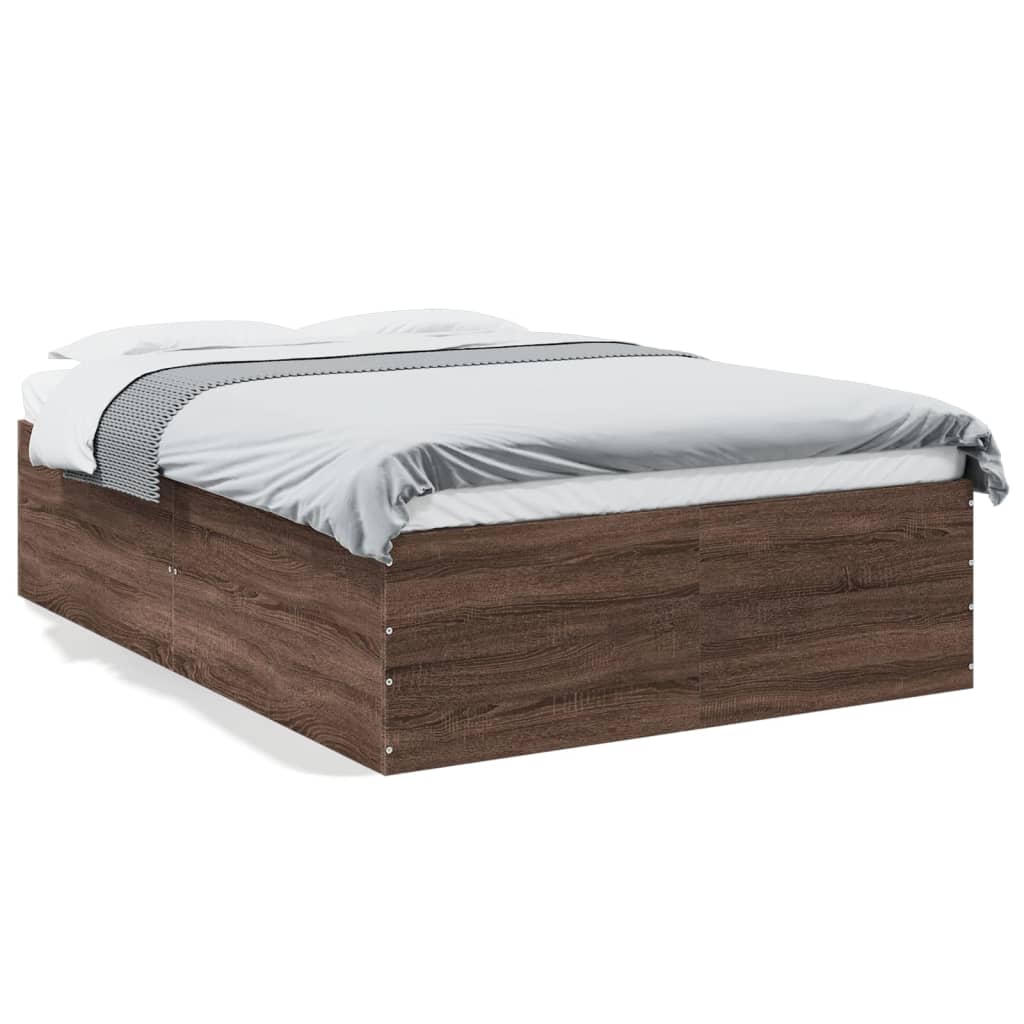 Bedframe bewerkt hout bruin eikenkleur 120x190 cm is nu te koop bij PeponiXL, paradijselijk wonen!