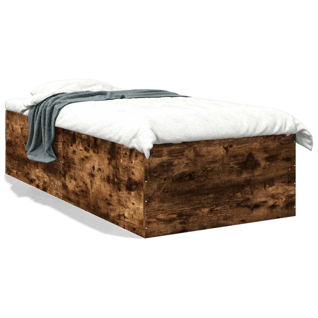 Bedframe bewerkt hout gerookt eikenkleurig 90x190 cm is nu te koop bij PeponiXL, paradijselijk wonen!
