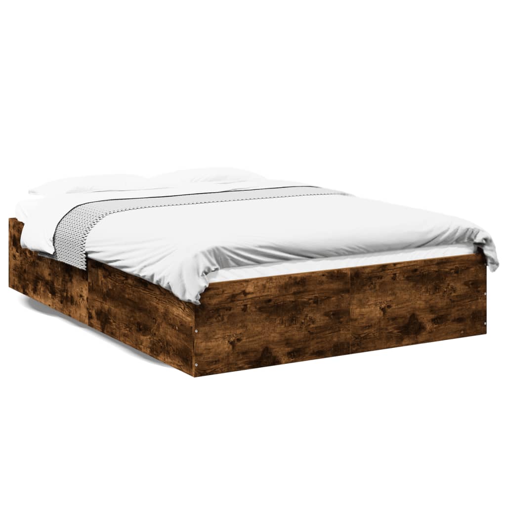 Bedframe bewerkt hout gerookt eikenkleurig 120x200 cm is nu te koop bij PeponiXL, paradijselijk wonen!
