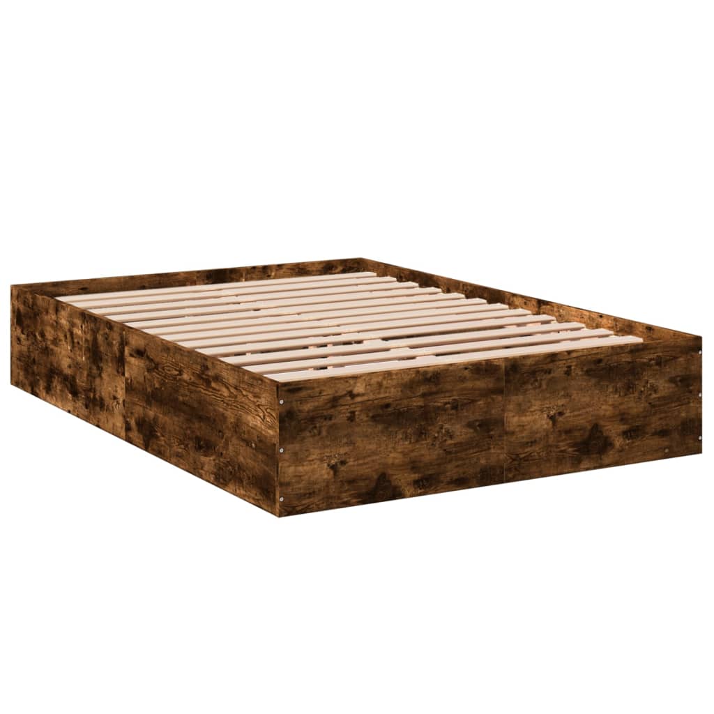 Bedframe bewerkt hout gerookt eikenkleurig 120x190 cm is nu te koop bij PeponiXL, paradijselijk wonen!