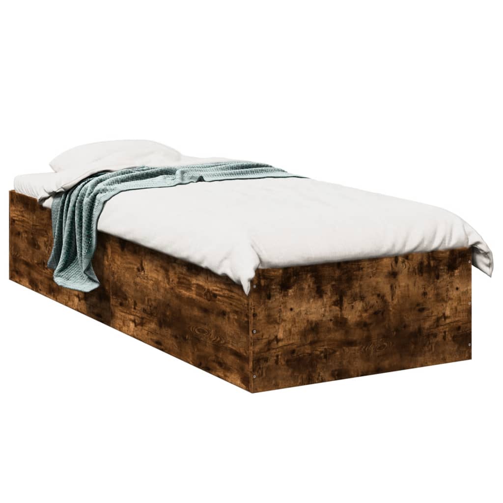 Bedframe bewerkt hout gerookt eikenkleurig 90x190 cm is nu te koop bij PeponiXL, paradijselijk wonen!