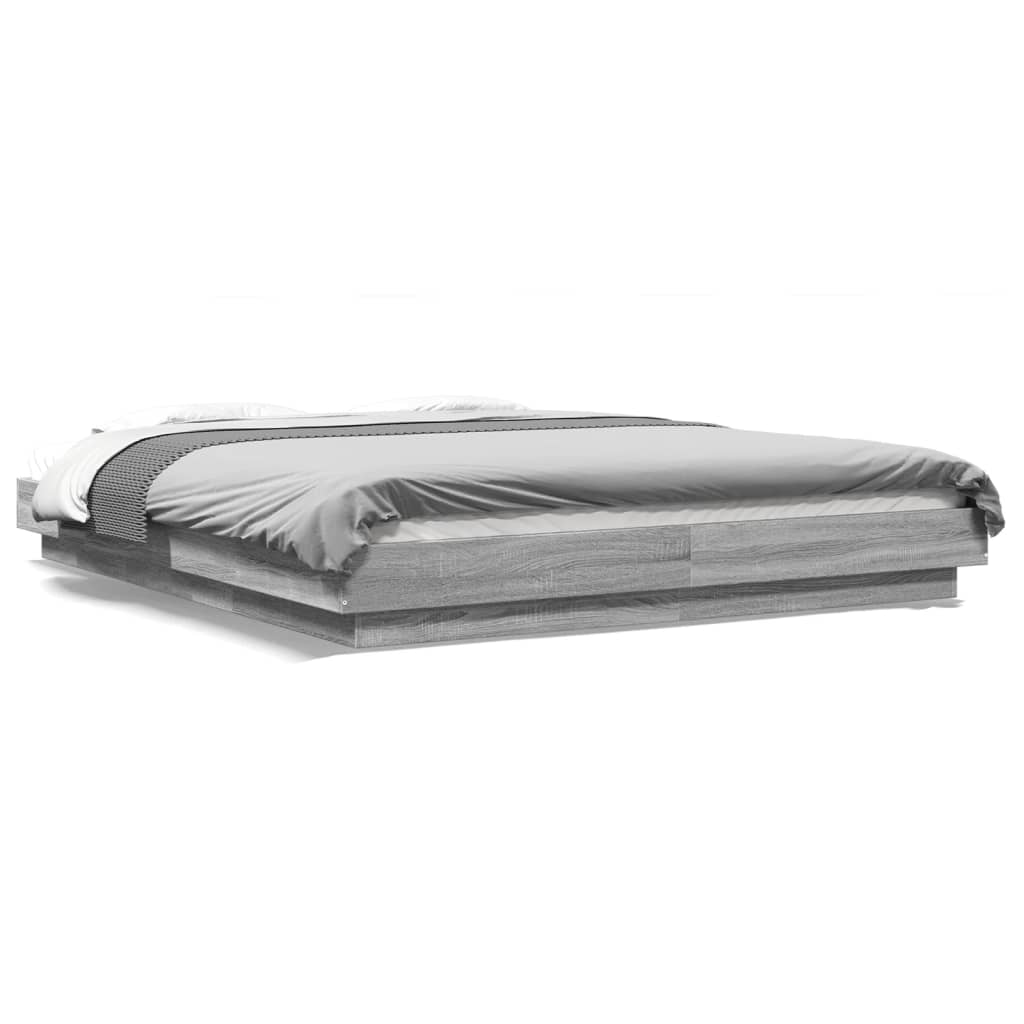 Bedframe met LED-verlichting grijs sonoma eiken 160x200 cm is nu te koop bij PeponiXL, paradijselijk wonen!