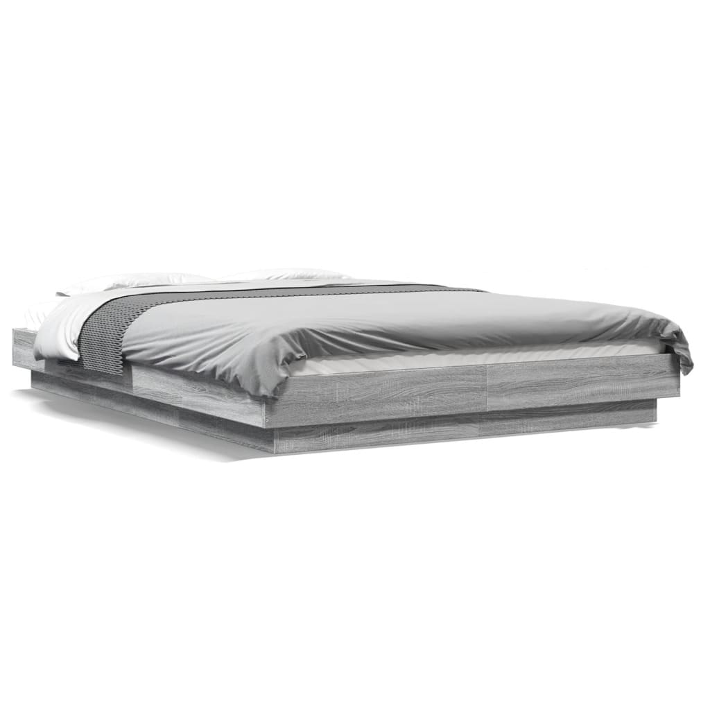 Bedframe met LED-verlichting grijs sonoma eiken 140x190 cm is nu te koop bij PeponiXL, paradijselijk wonen!