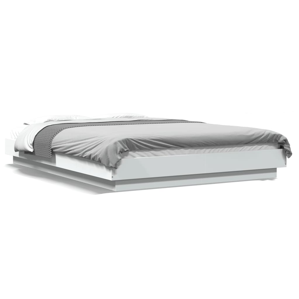 Bedframe LED massief hout wit 140x190 cm is nu te koop bij PeponiXL, paradijselijk wonen!