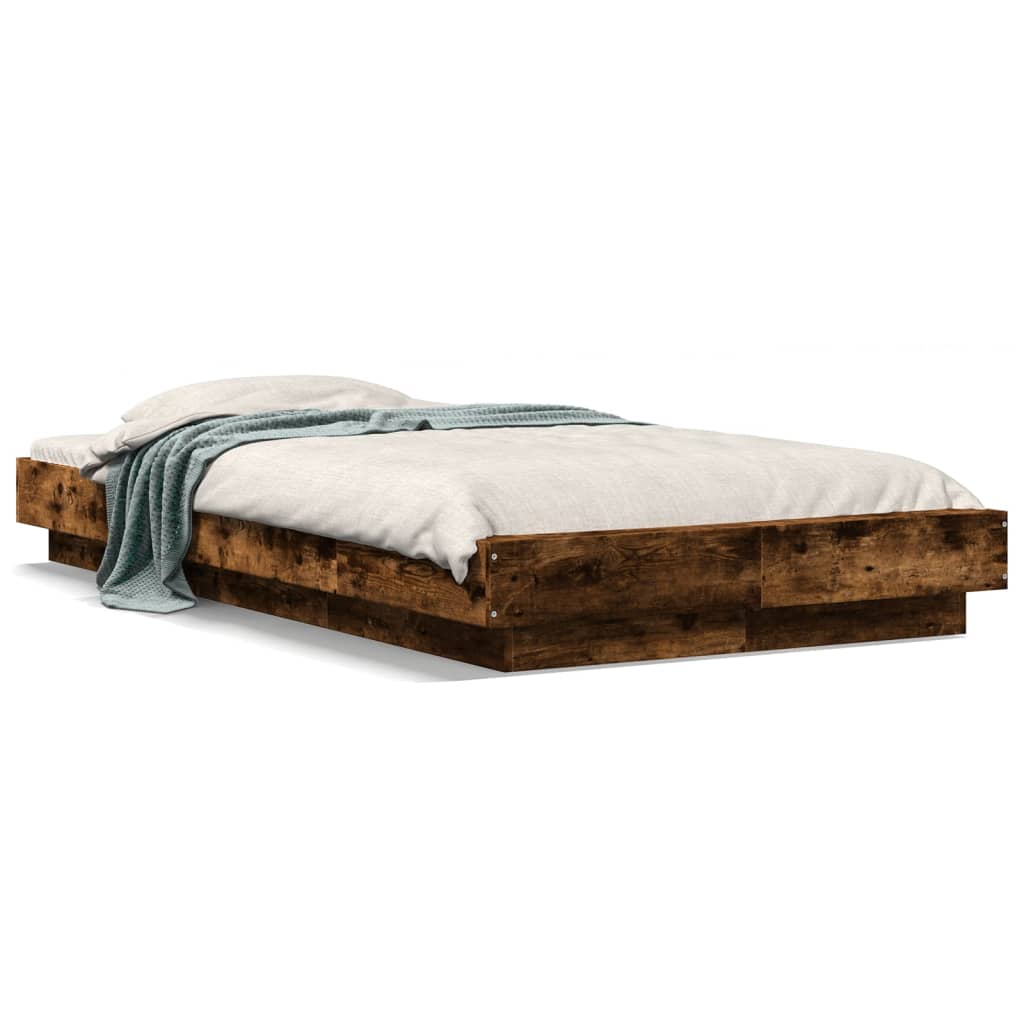Bedframe bewerkt hout gerookt eikenkleurig 90x190 cm is nu te koop bij PeponiXL, paradijselijk wonen!