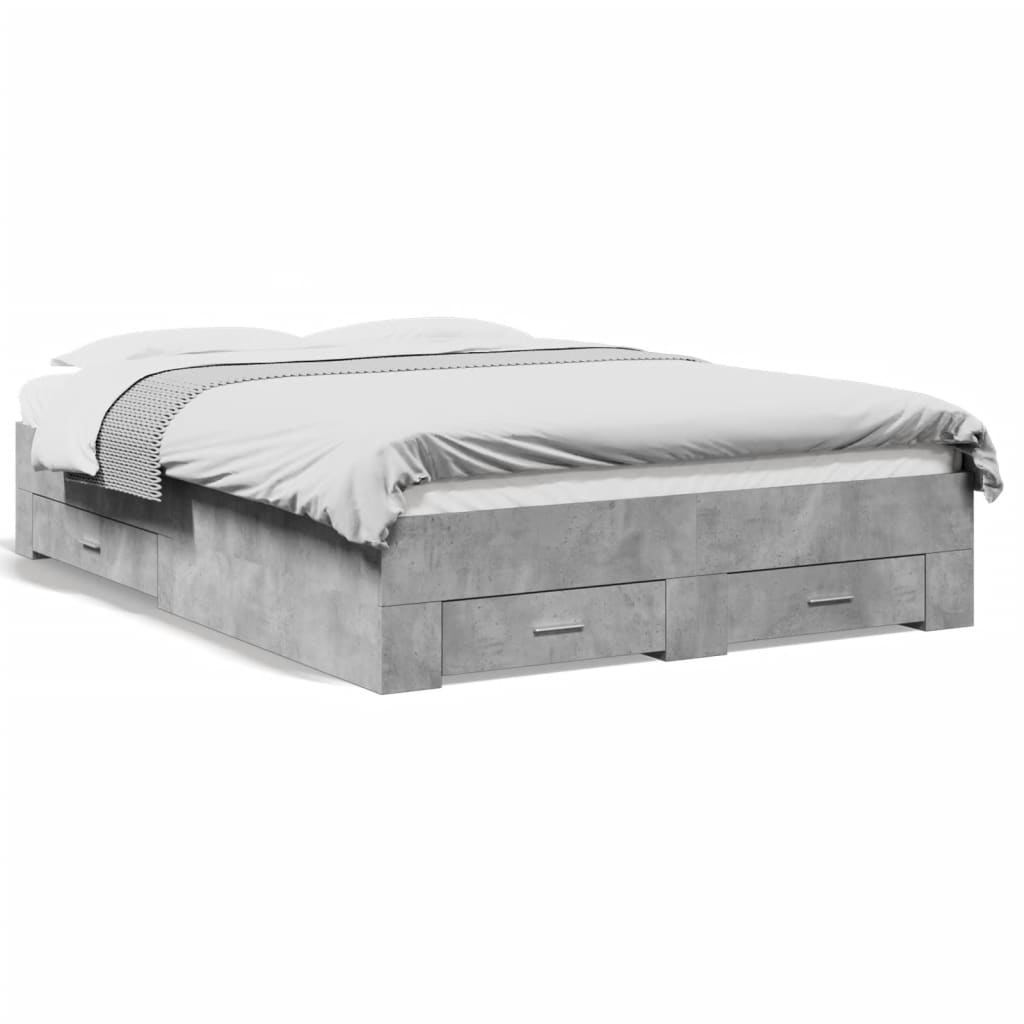 Bedframe met lades bewerkt hout betongrijs 120x190 cm is nu te koop bij PeponiXL, paradijselijk wonen!