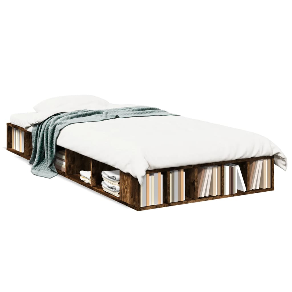 Bedframe bewerkt hout gerookt eikenkleurig 100x200 cm is nu te koop bij PeponiXL, paradijselijk wonen!