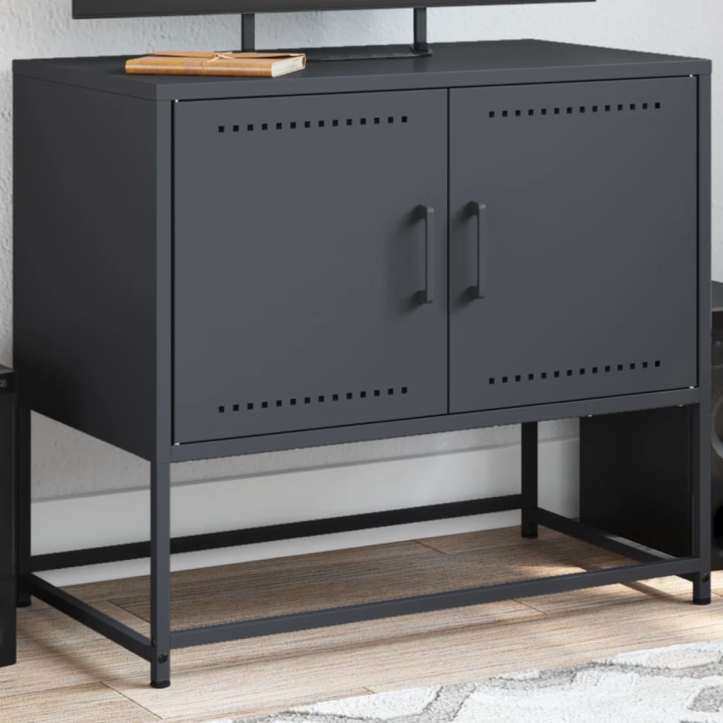 Tv-meubel 68,5x39x60,5 cm staal antracietkleurig is nu te koop bij PeponiXL, paradijselijk wonen!