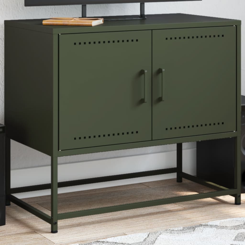 Tv-meubel 68,5x39x60,5 cm staal olijfgroen is nu te koop bij PeponiXL, paradijselijk wonen!