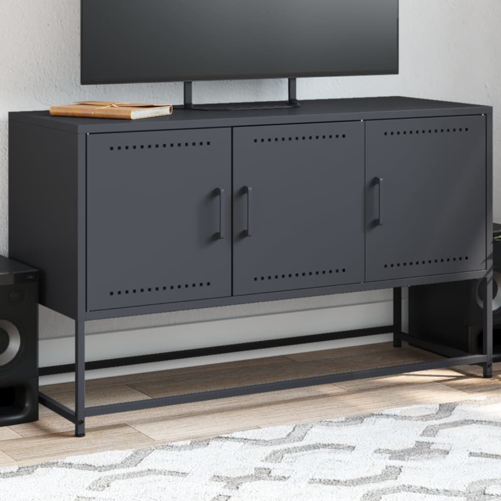 Tv-meubel 100,5x39x60,5 cm staal antracietkleurig is nu te koop bij PeponiXL, paradijselijk wonen!