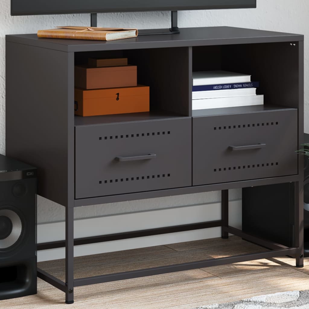 Tv-meubel 68x39x60,5 cm staal zwart is nu te koop bij PeponiXL, paradijselijk wonen!