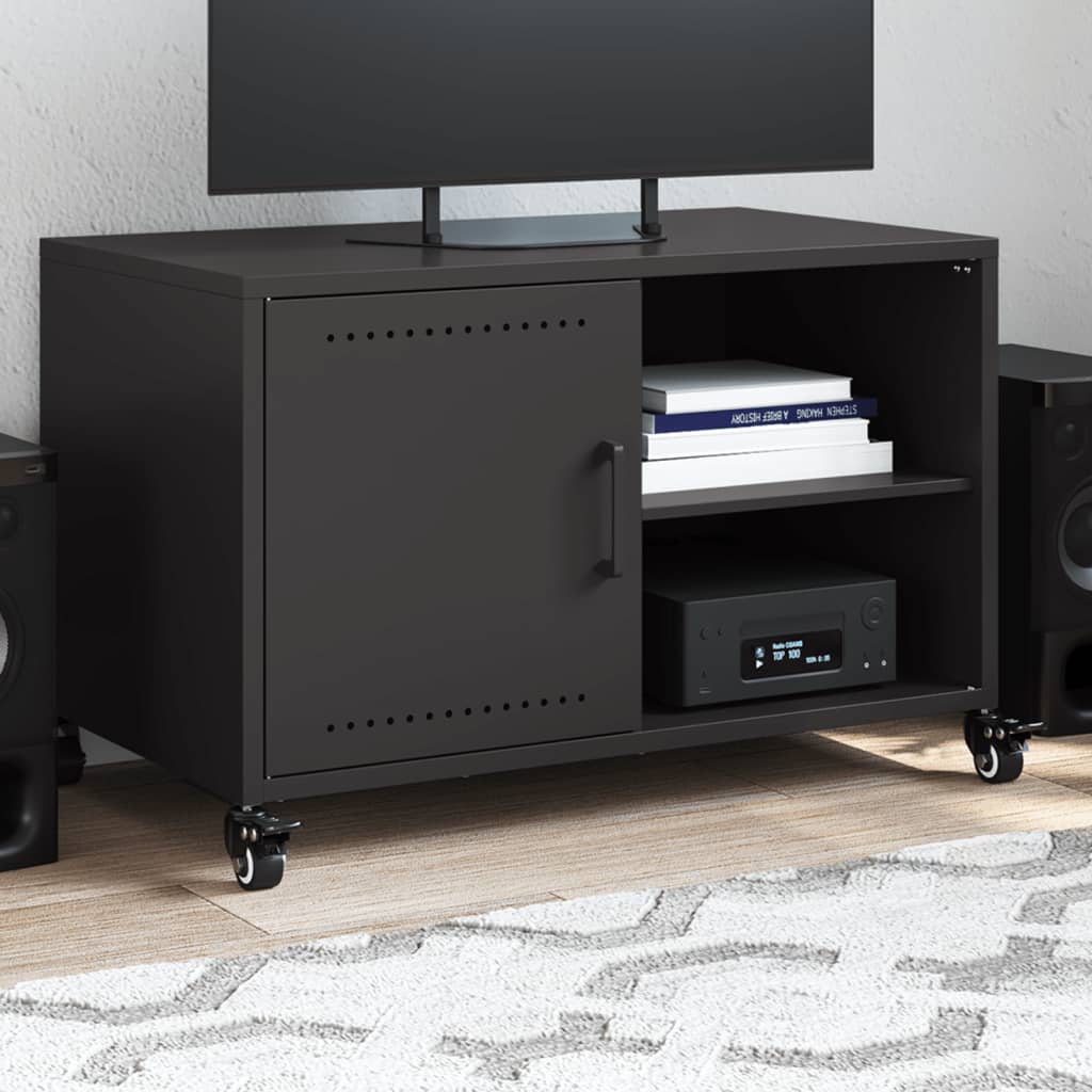 Tv-meubel 68x39x43,5 cm staal zwart is nu te koop bij PeponiXL, paradijselijk wonen!