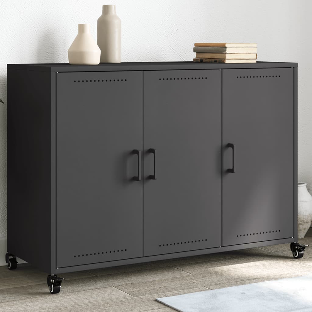 Dressoir 100,5x39x72 cm staal zwart is nu te koop bij PeponiXL, paradijselijk wonen!